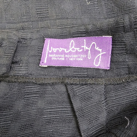 Marianne Novobatzky Textured Navy Blue High Waist Wide-Leg Pants Anchor Buttons - Picture 8 of 8